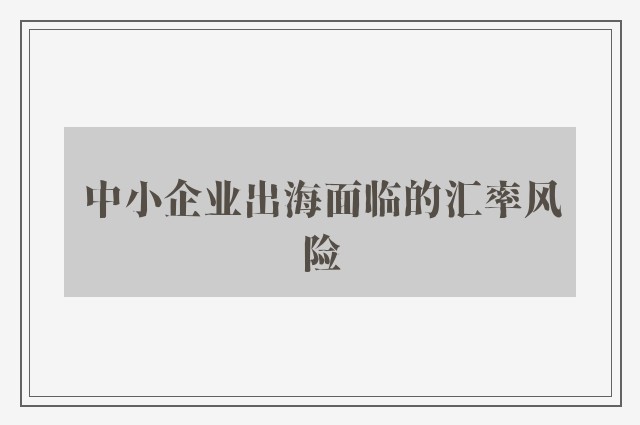 中小企业出海面临的汇率风险