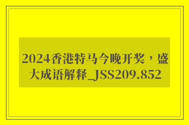 2024香港特马今晚开奖，盛大成语解释_jss209.852