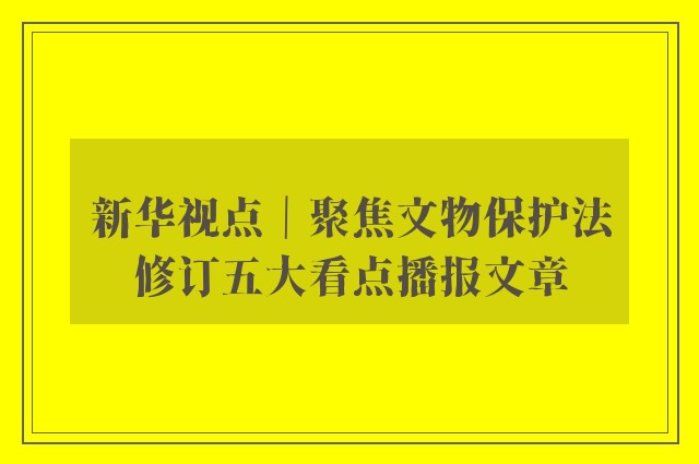 新华视点｜聚焦文物保护法修订五大看点播报文章