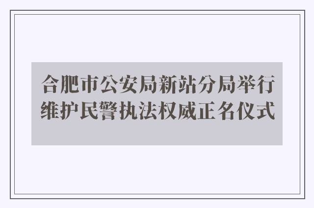 合肥市公安局新站分局举行维护民警执法权威正名仪式