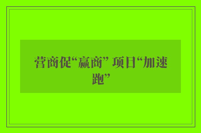 营商促“赢商” 项目“加速跑”