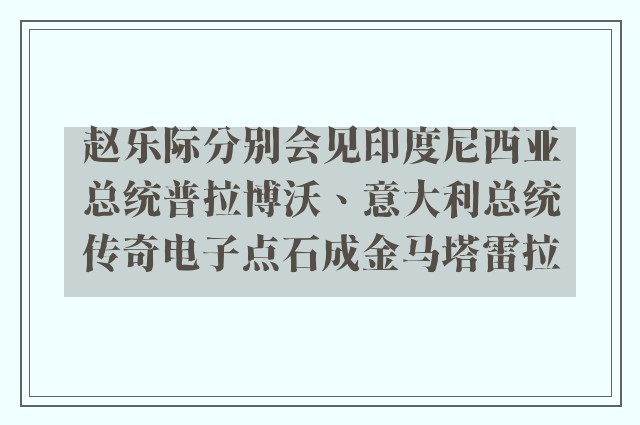 赵乐际分别会见印度尼西亚总统普拉博沃、意大利总统传奇电子点石成金马塔雷拉