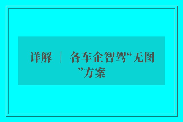 详解 ｜ 各车企智驾“无图”方案