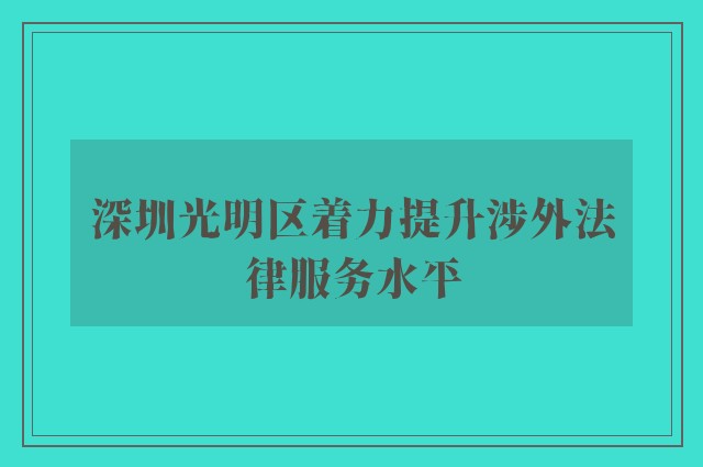 深圳光明区着力提升涉外法律服务水平