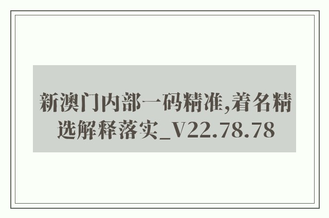 新澳门内部一码精准,着名精选解释落实_v22.78.78