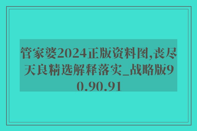 管家婆2024正版资料图,丧尽天良精选解释落实_战略版90.90.91