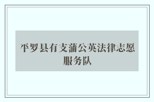 平罗县有支蒲公英法律志愿服务队