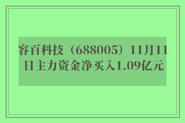 容百科技（688005）11月11日主力资金净买入1.09亿元