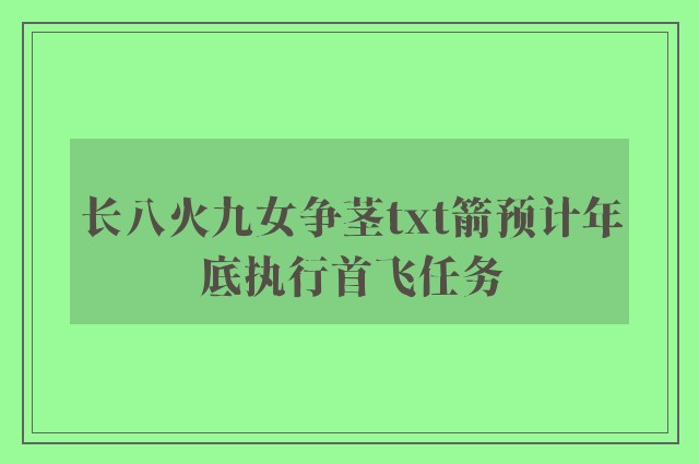 长八火九女争茎txt箭预计年底执行首飞任务
