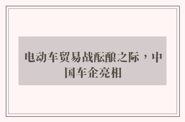 电动车贸易战酝酿之际，中国车企亮相