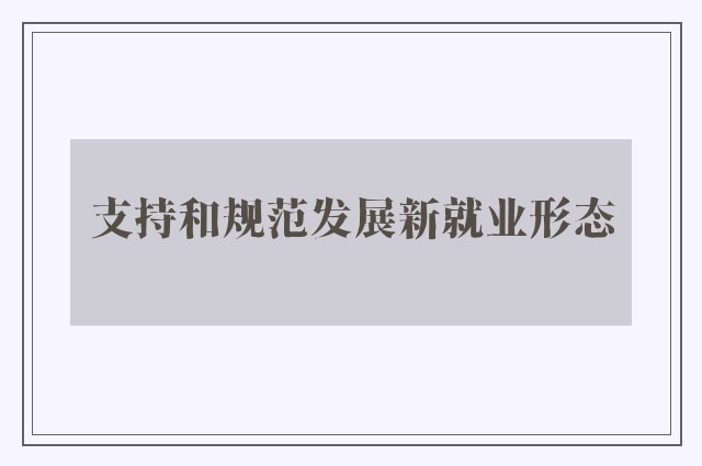 支持和规范发展新就业形态