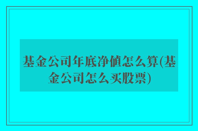 基金公司年底净值怎么算(基金公司怎么买股票)