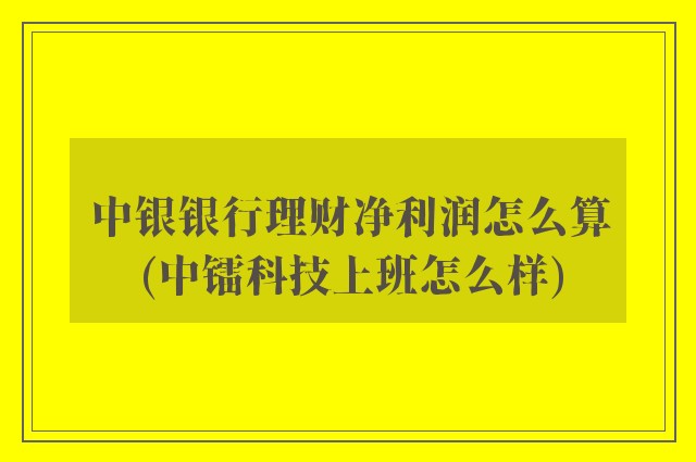 中银银行理财净利润怎么算(中镭科技上班怎么样)