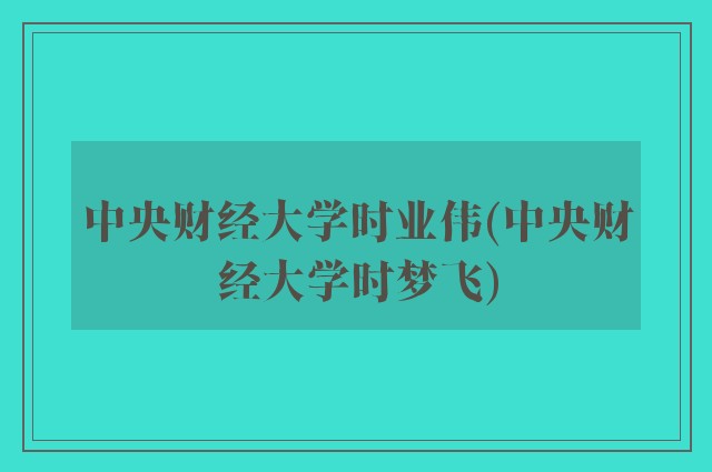 中央财经大学时业伟(中央财经大学时梦飞)